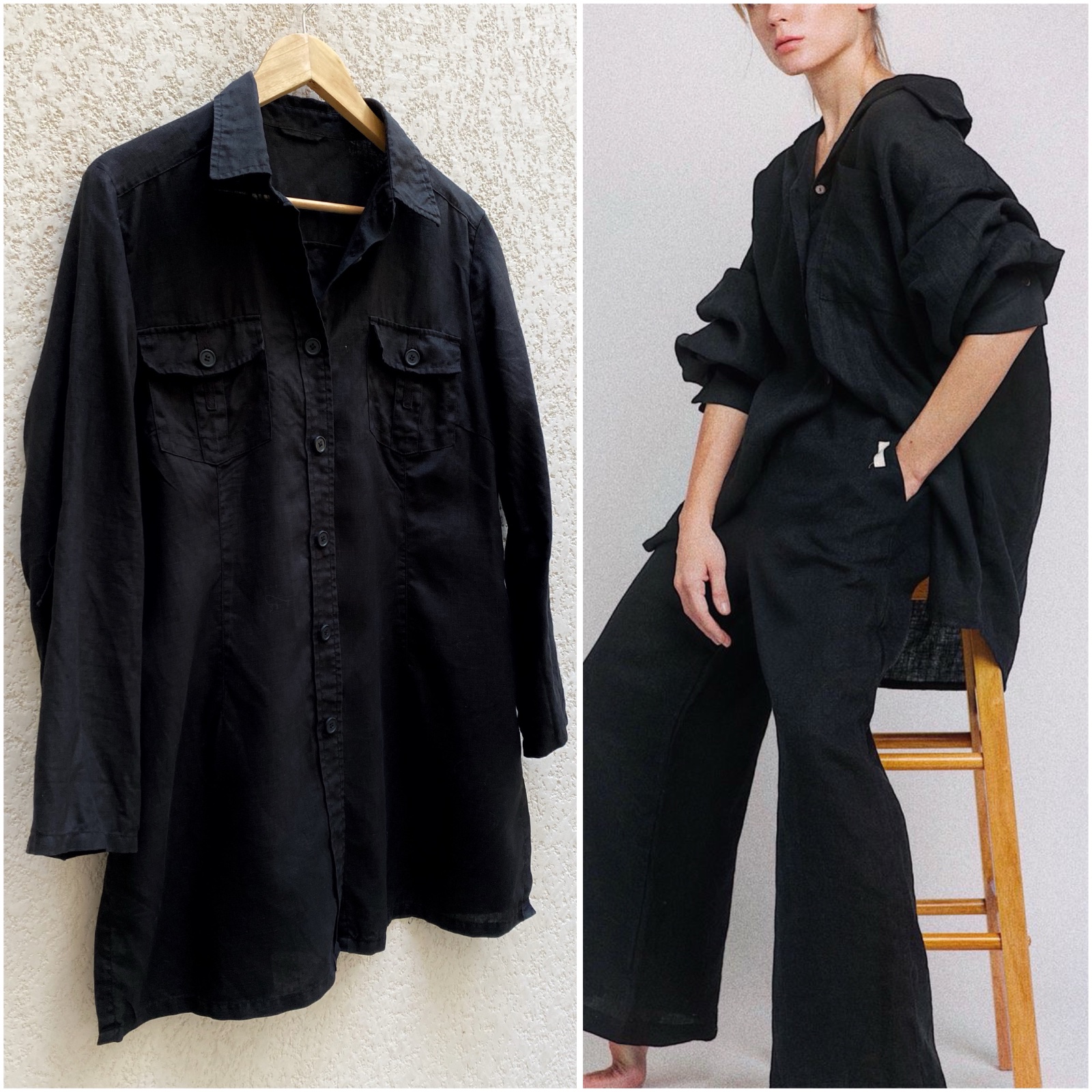 Chemise noire en lin taille 40/42 en parfait état