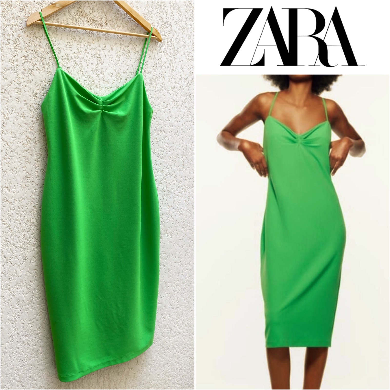 Robe verte à bretelles ZARA taille 38/M en excellent étet