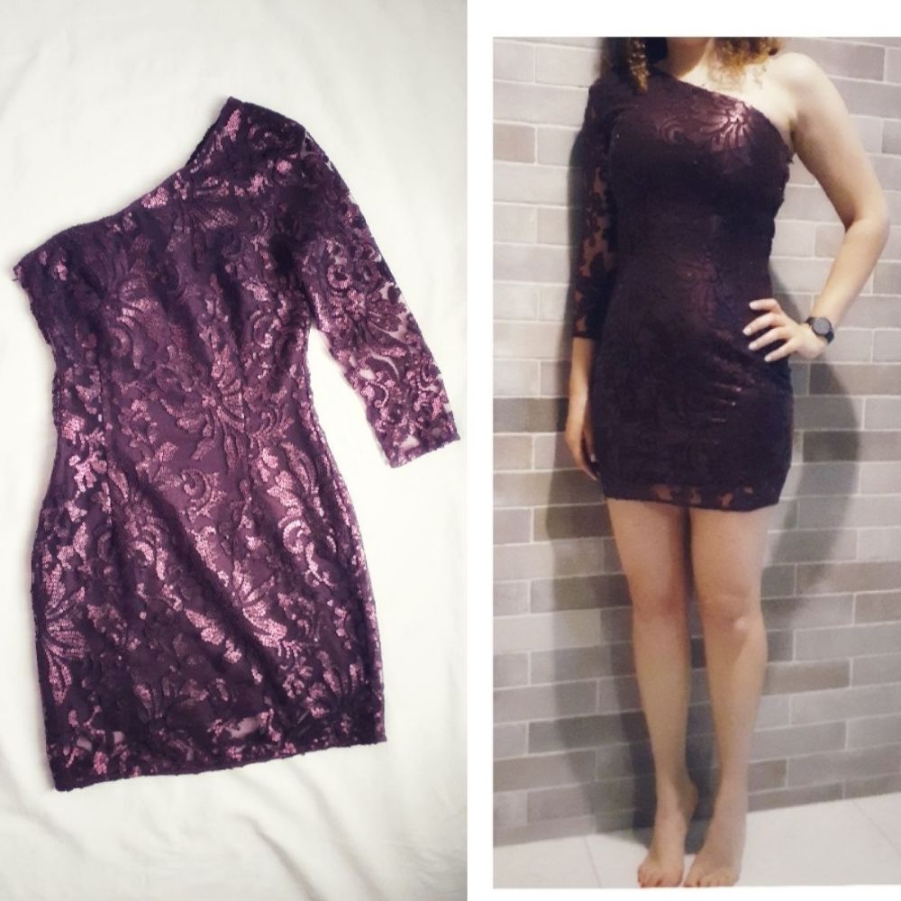 robe soirée brodée de sequins aubergine taille 36