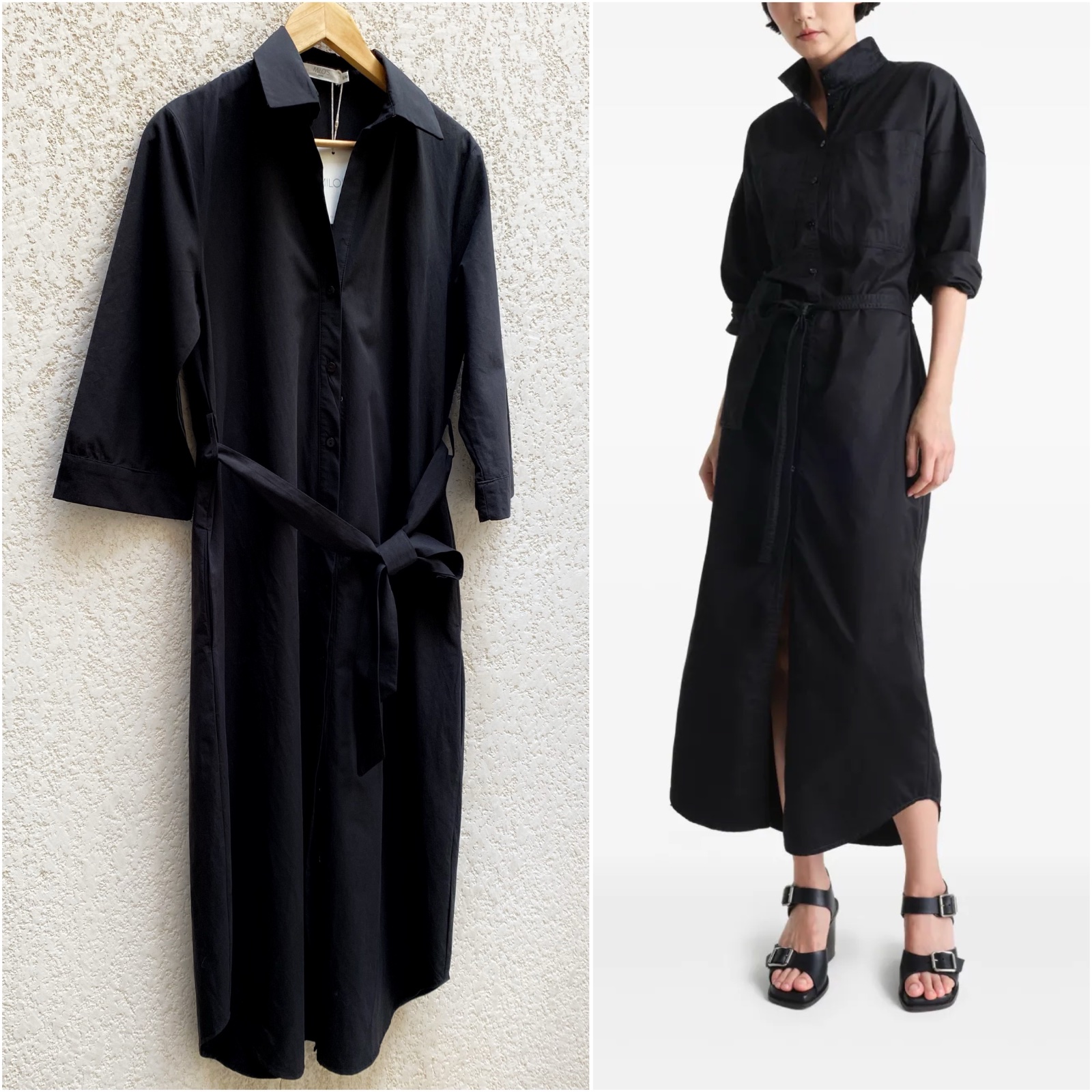 Robe chemise maxi en noire taille S/M neuve