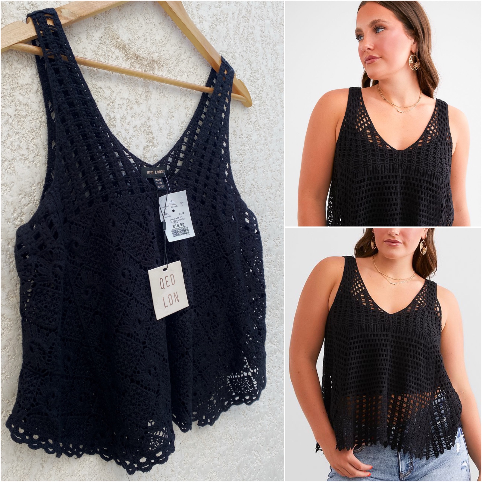 Tunique en crochet noire taille S/M neuve avec son étiquette