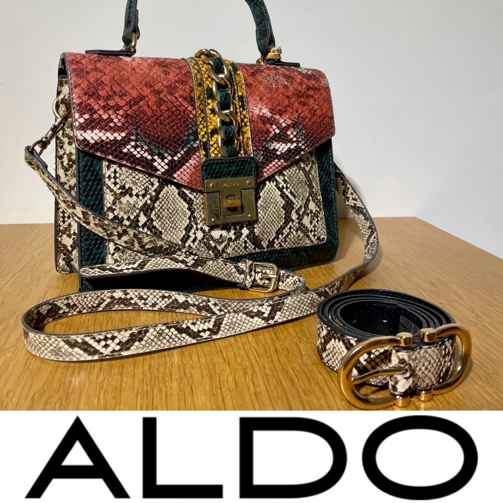 Sac Aldo multicolore motif serpent + ceinture