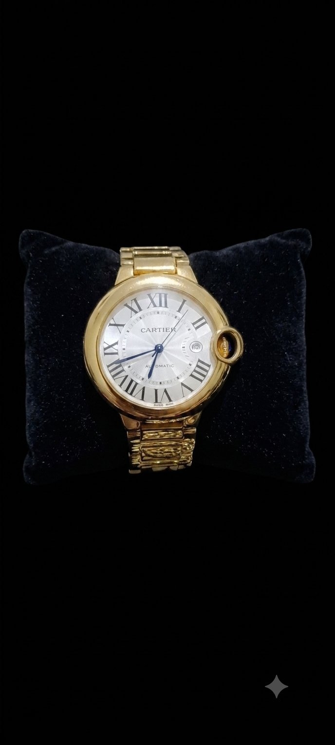 Montre ballon bleu doré