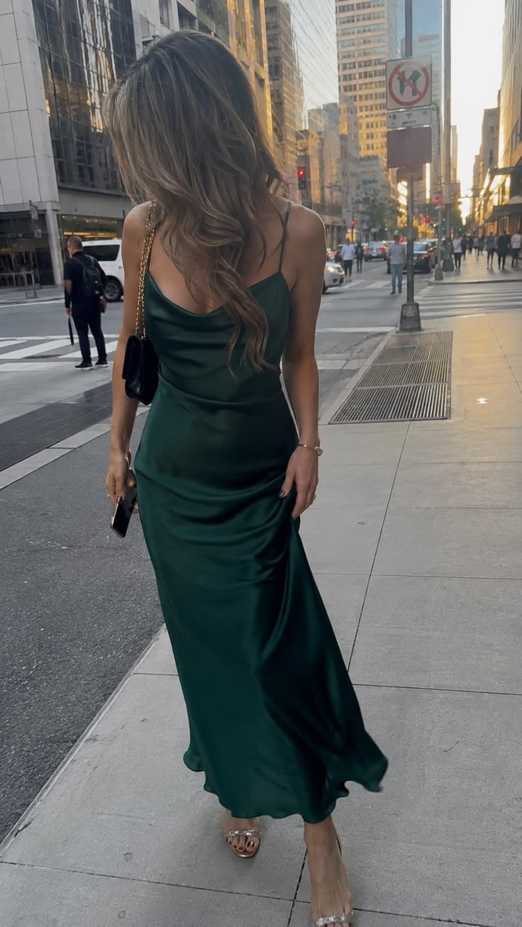 ZARA GREEN SATIN DRESS 