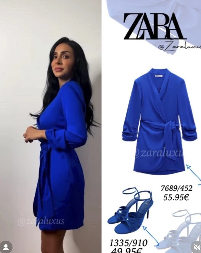 Zara robe blazer couleur bleu royald 