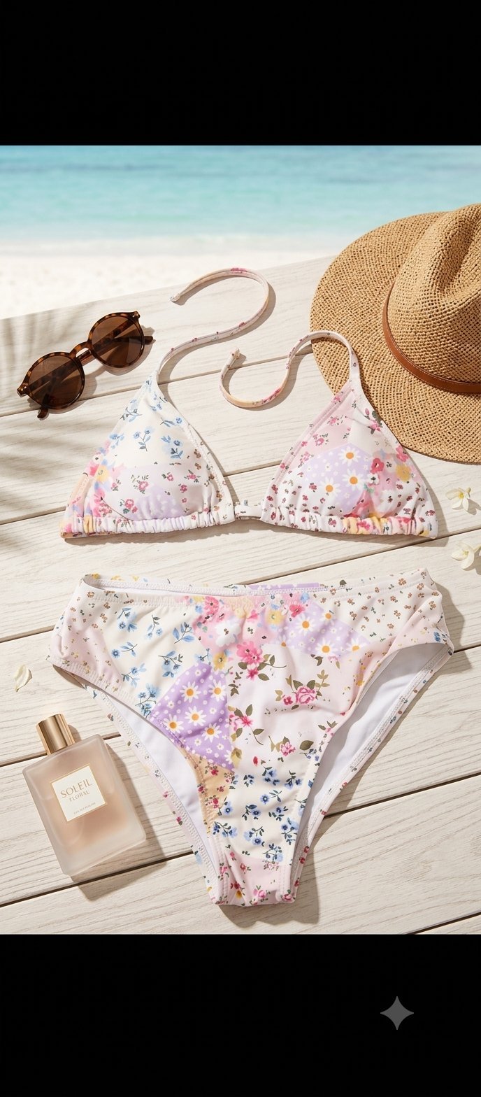 Bikini Pinterest floral rembourée neuf TEEN 13 ans 