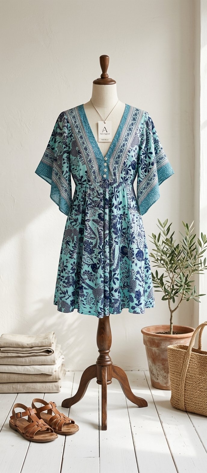 Prête pour les beaux jours ✨ Robe fluide fleurie en soie taille s/m avec des détails doré 