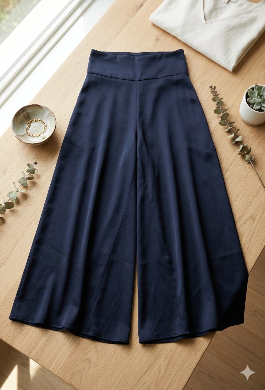Pantalon mi-langue en soie 