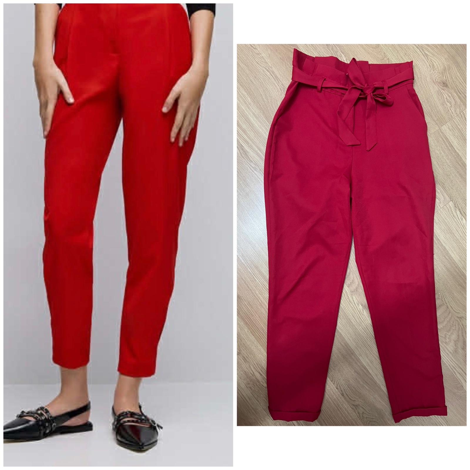 Pantalon taille haute rouge
