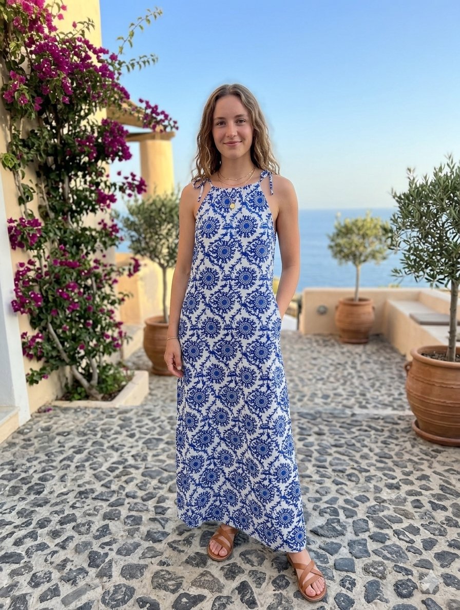 Robe bleu et blanche de taille S pour femme