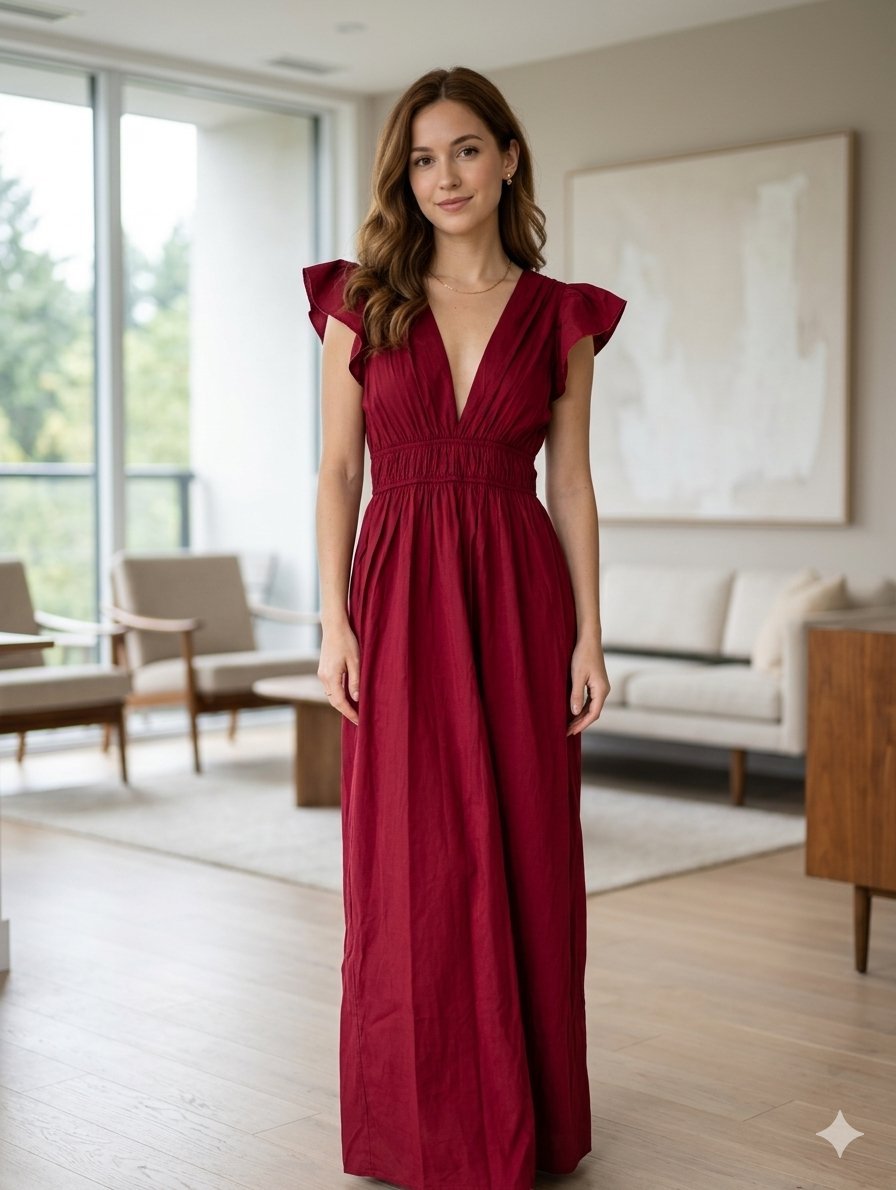 Robe rouge bordeaux pour femme
