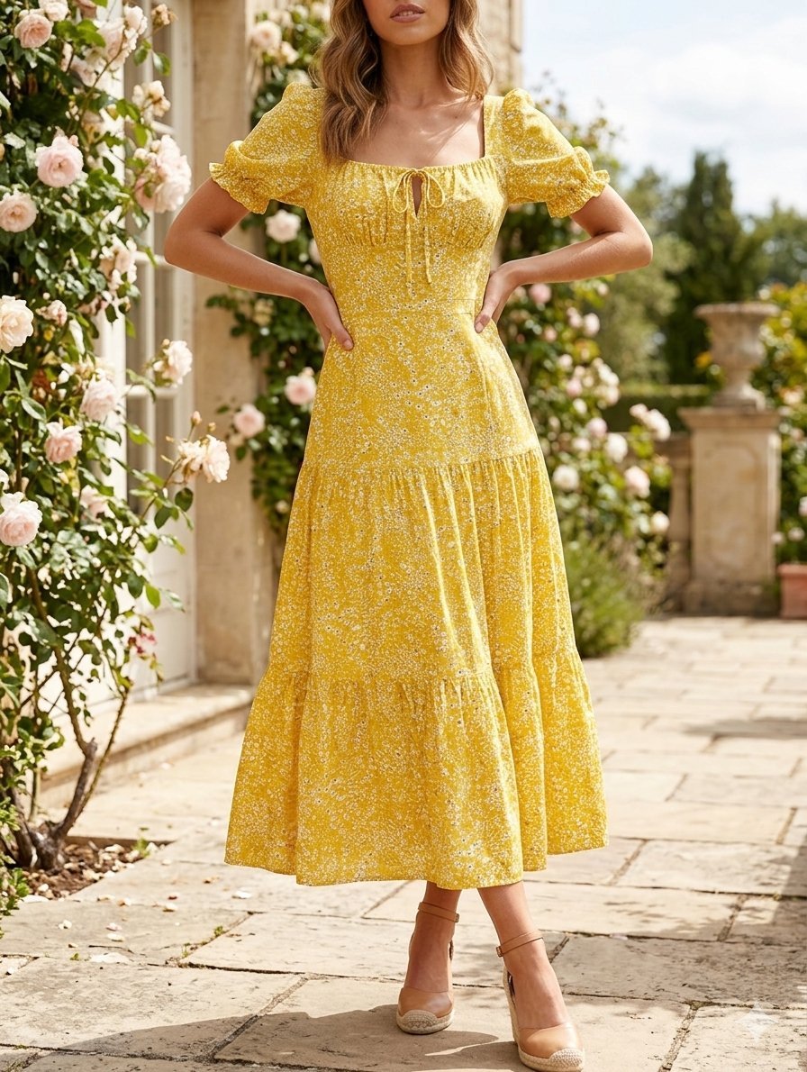 Robe jaune d'été de la marque Shein pour femme
