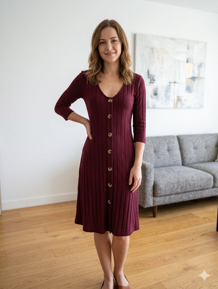 Robe rouge bordeaux pour femme