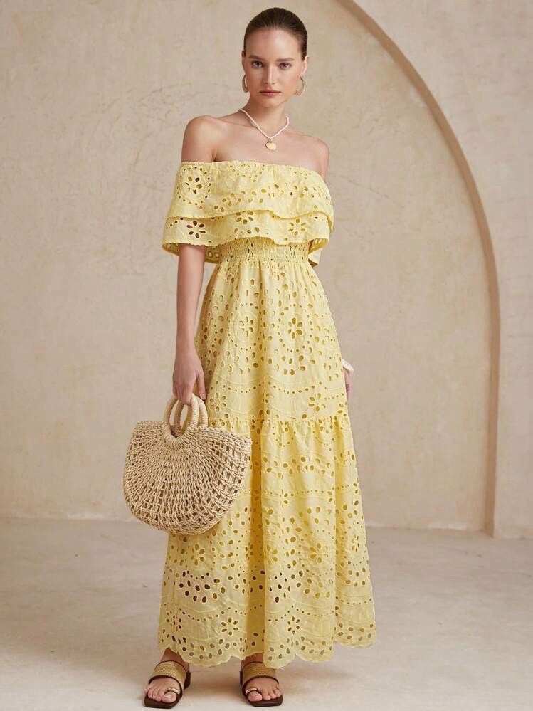 Robe longue jaune pastel