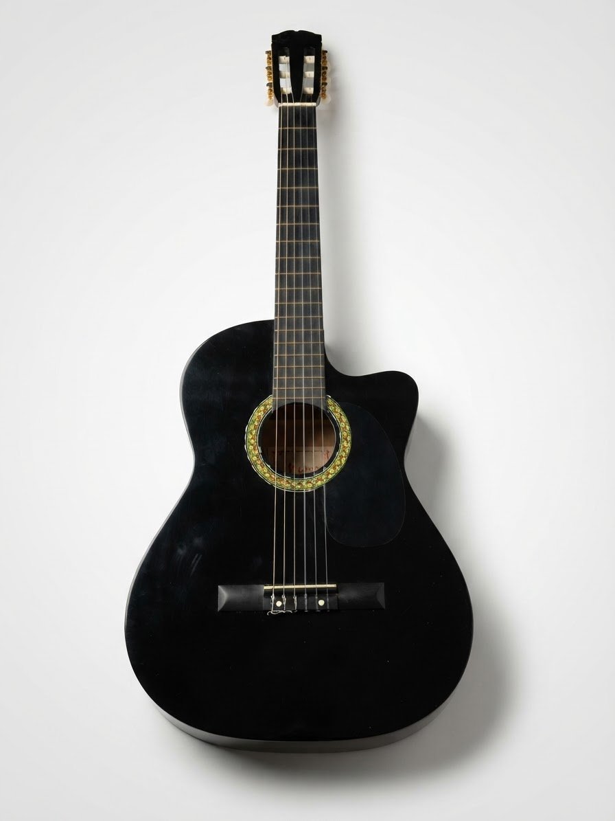 Guitare noire à vendre avec housse 