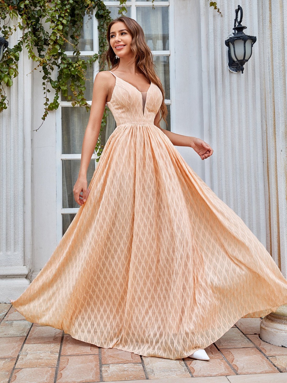 Mesh Panel Maxi Cami Bridesmaid Dress XL