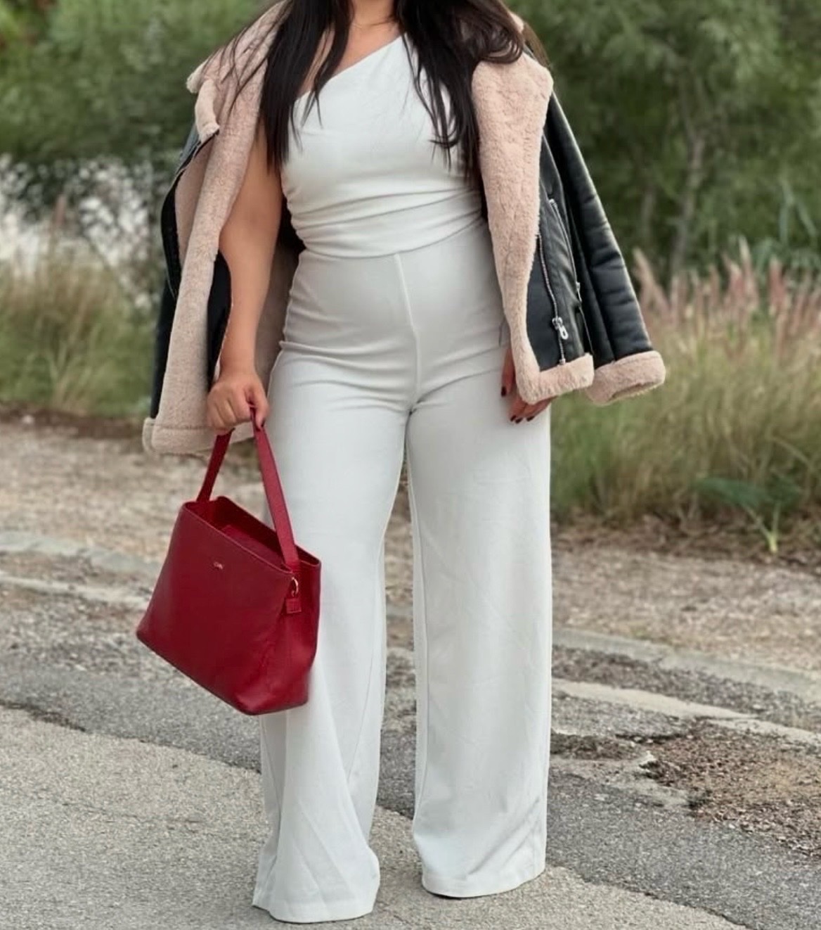 : Combinaison pantalon blanche asymétrique / one shoulder - Zara (Taille M)