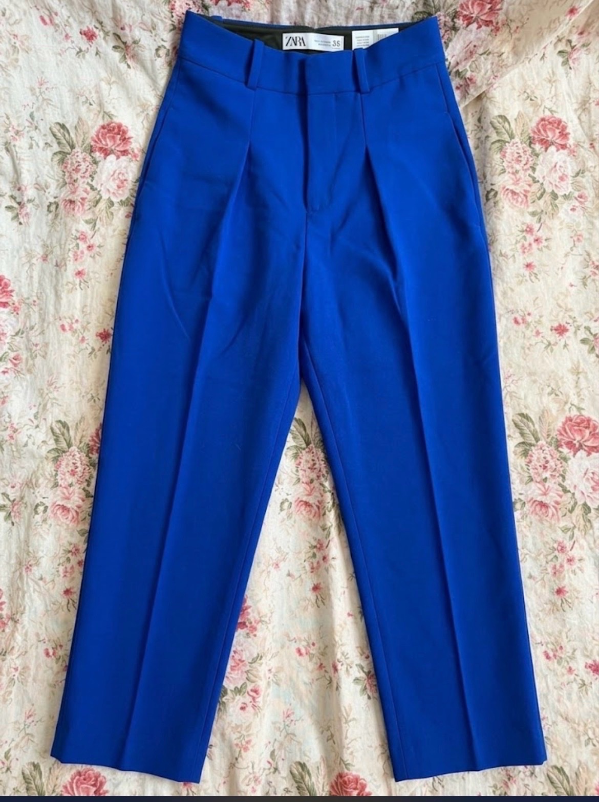 Pantalon à pinces bleu roi / bleu électrique - Zara (Taille XS)