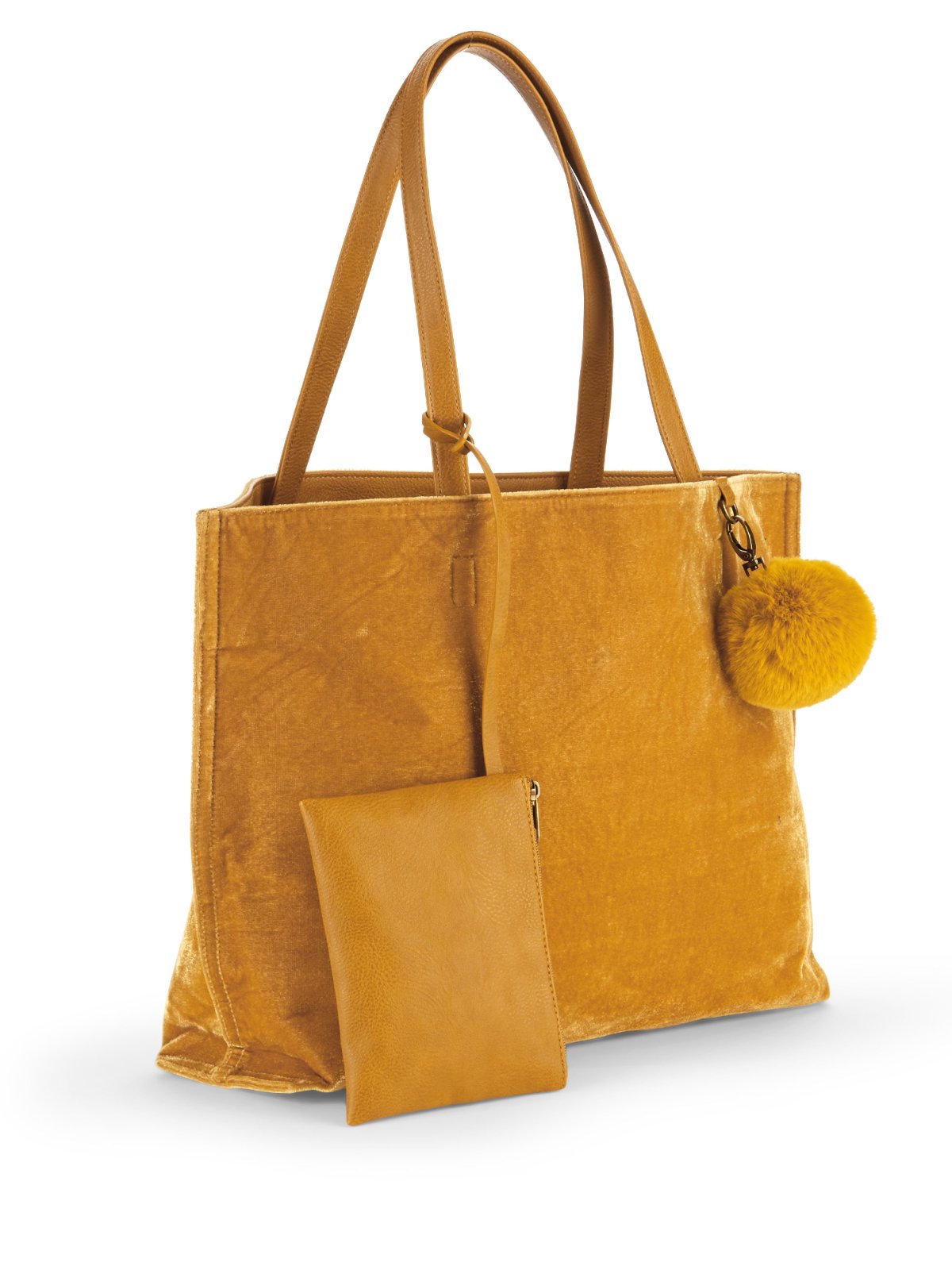Sac cabas en velours moutarde Time and Tru