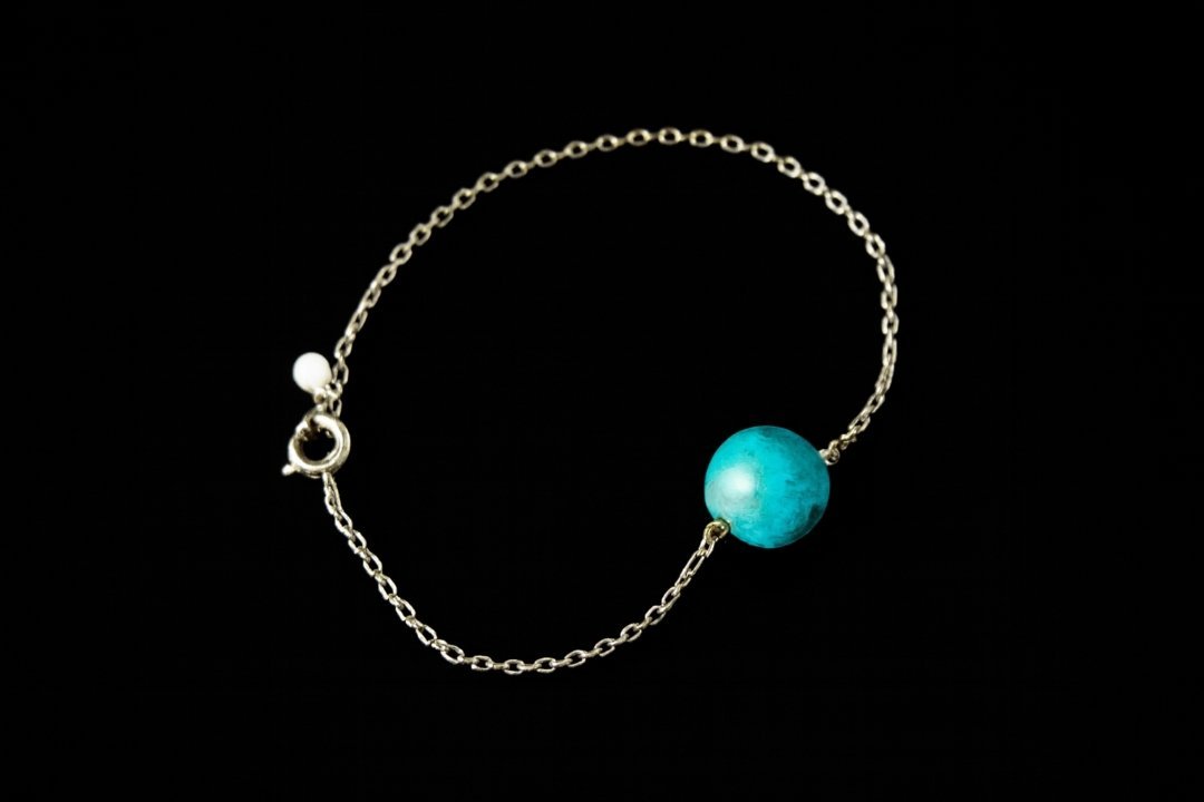 Bracelet fine argent avec pierre turquoise marbré