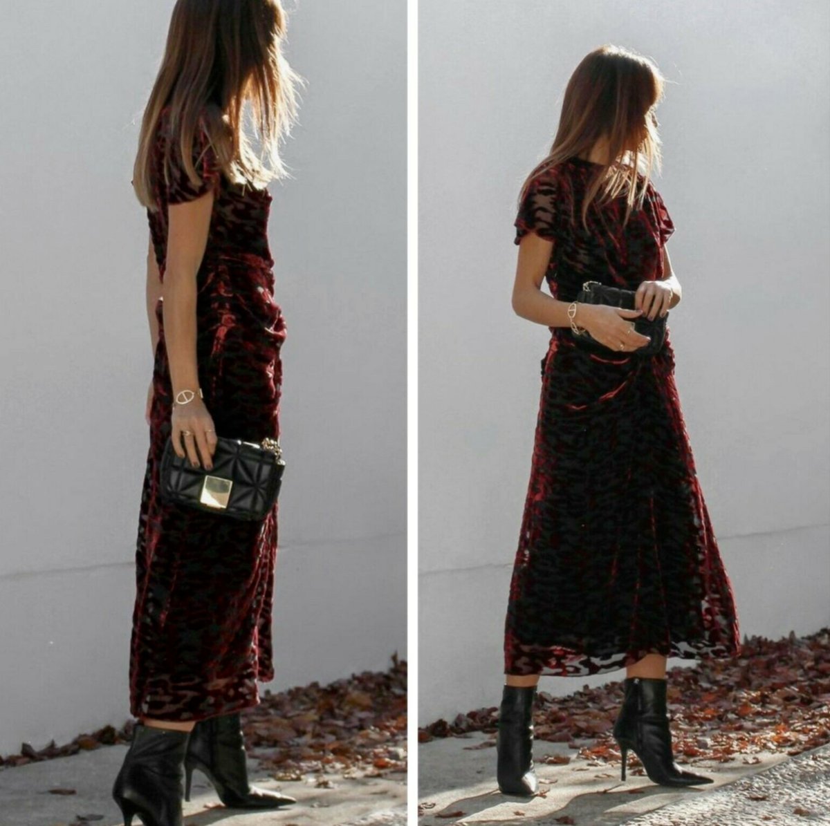 ROBE VELOURS NEUVE ZARA ÉDITION LIMITÉE AVEC DÉTAIL DRAPÉ  BORDEAUX