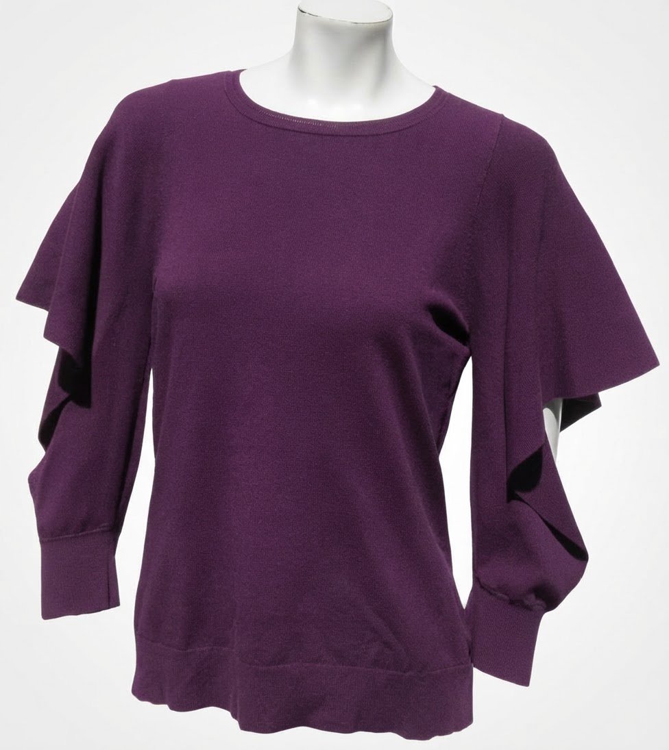Cabi Women's Style #3708 Peek Pullover in French Violet Size Medium Cotton Blend
