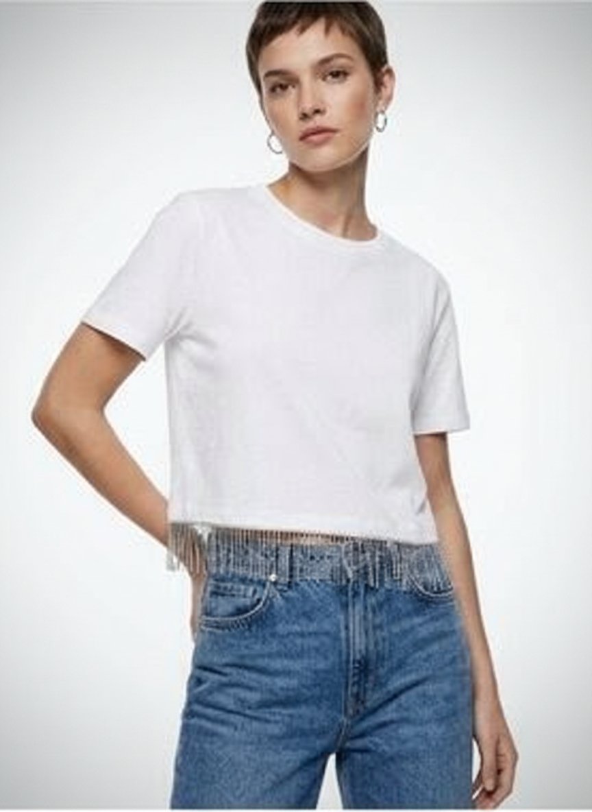 Crop top avec strass zara