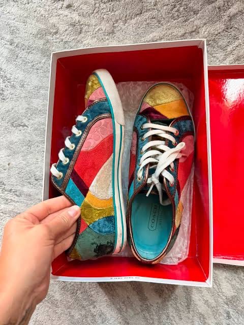 Coach multicolor velvet patch low-top sneakers