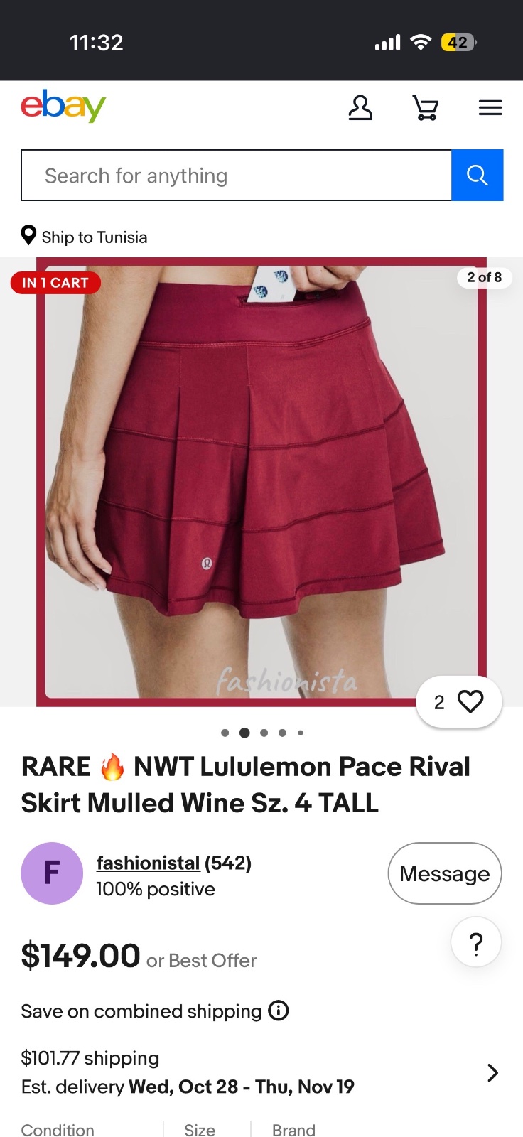 Jupe short lululemon 💜❤️