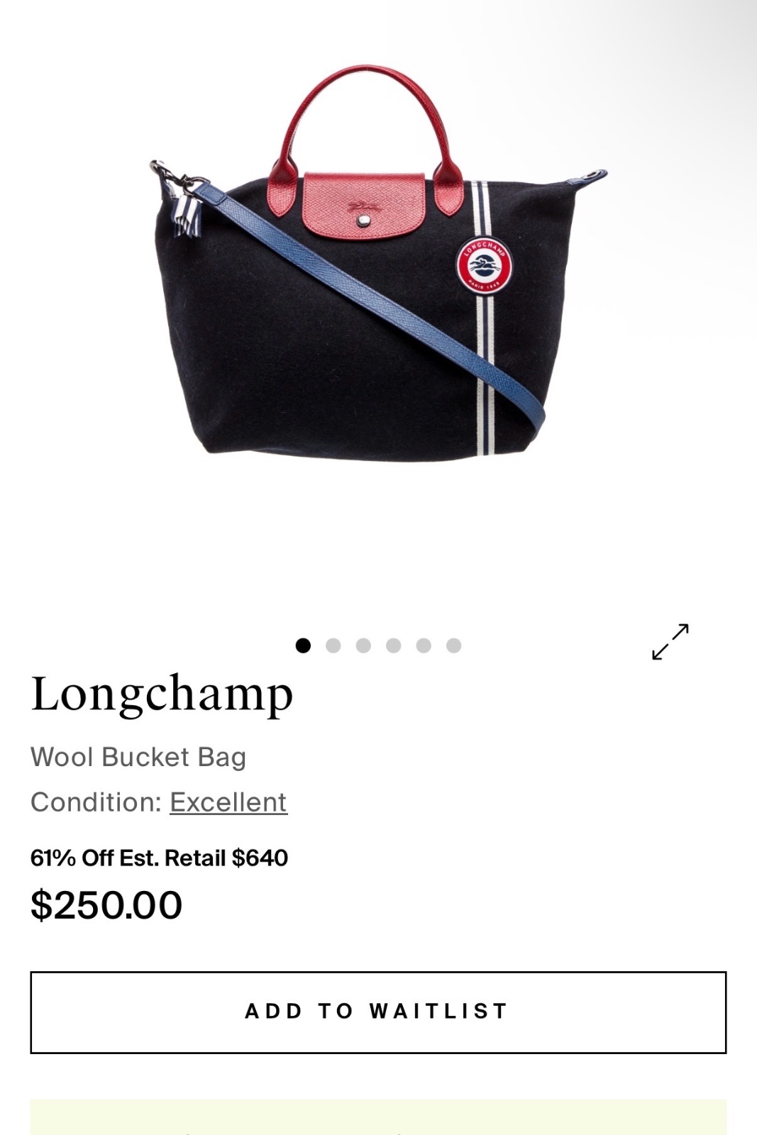Longchamp Wool Bucket Bag authentique 