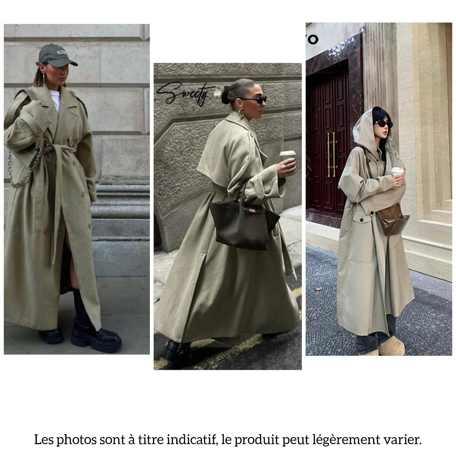 Trench vert de gris, coupe longue