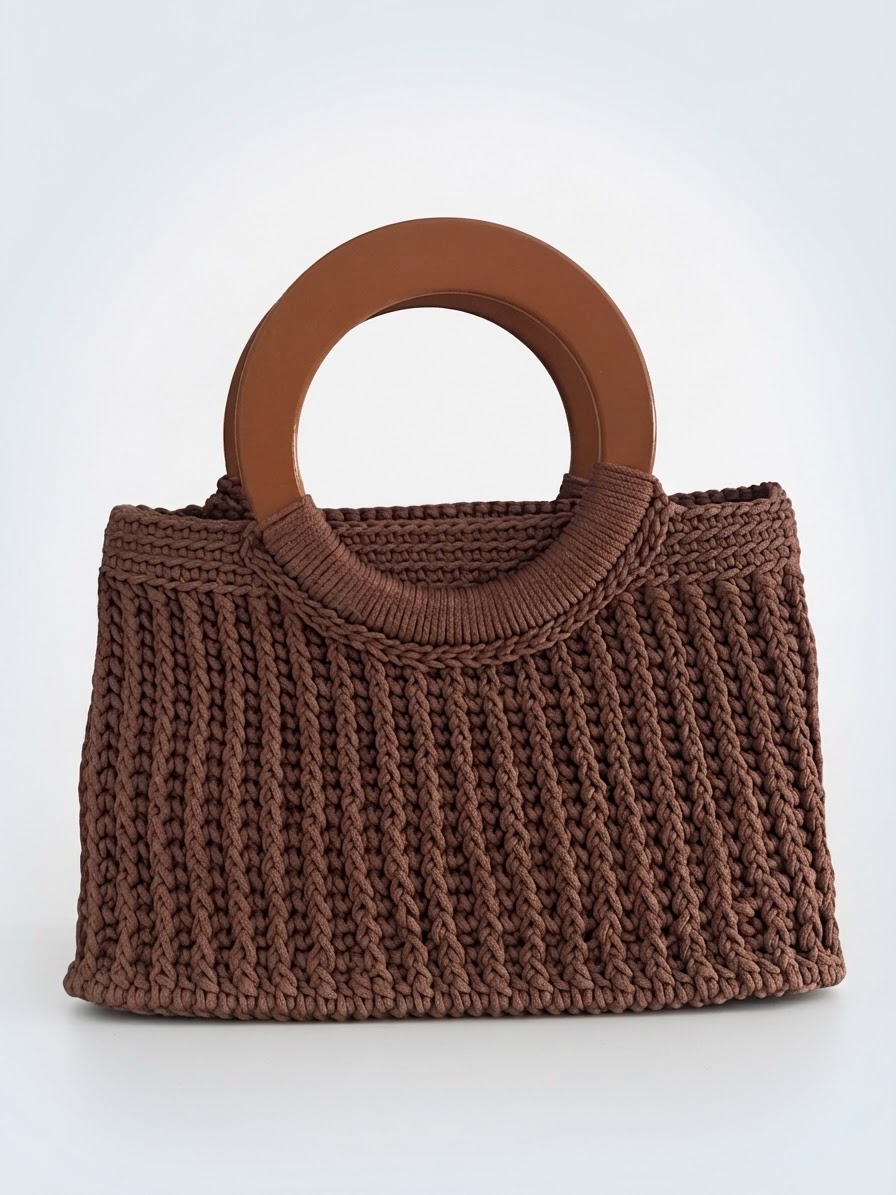 Brown crochet bag