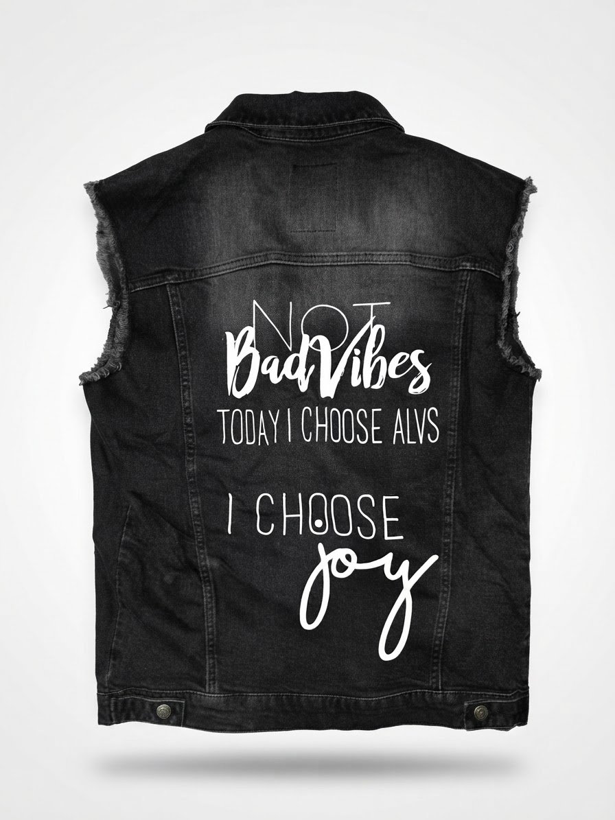 Veste en jean noir, taille L.