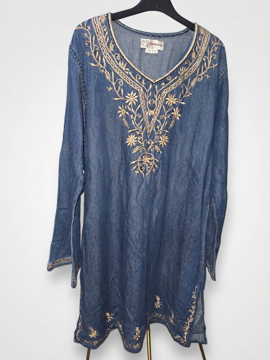 Robe en jean longue, idéale pour femme voilée taille xl