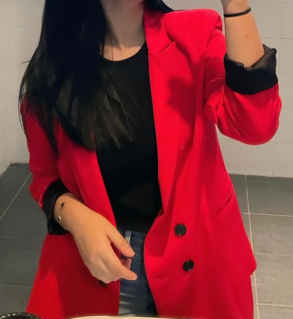 Blazer rouge tlabes taille 38 40 etat tres tres neuf style zara