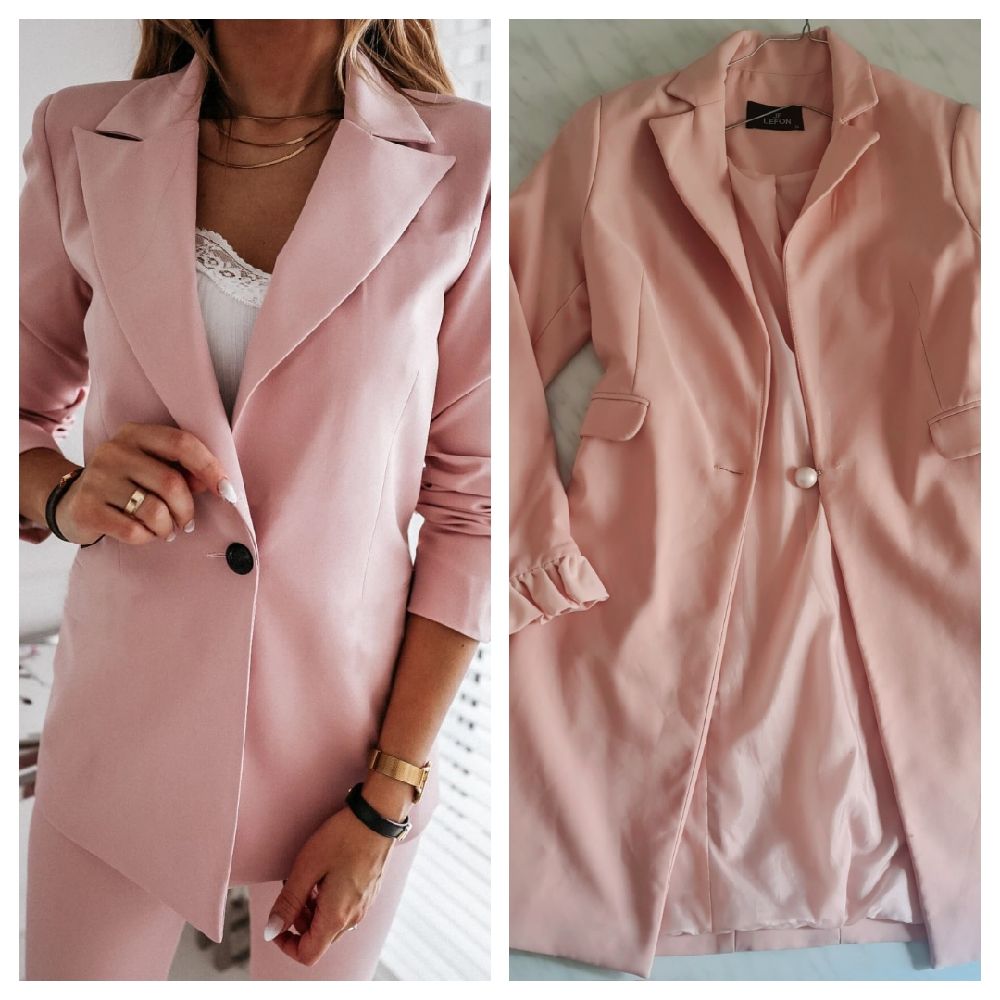 Blazer long rose poudré 