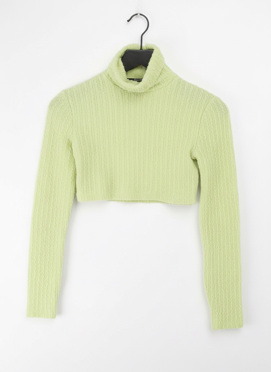 Green textured crop Top