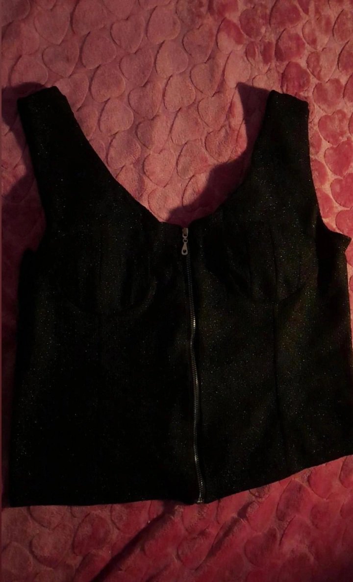 Crop top noir pailleté