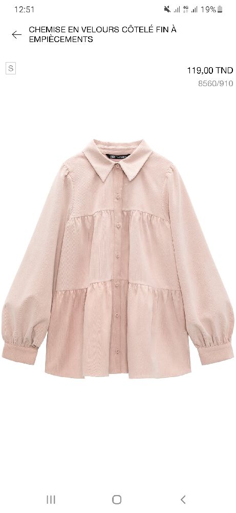 Chemise en velours zara