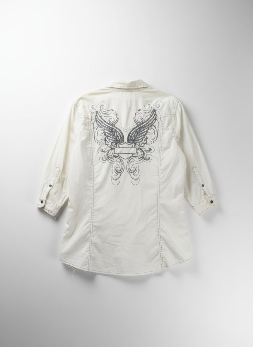 Chemise beige brodée ailes au dos - Harley-Davidson