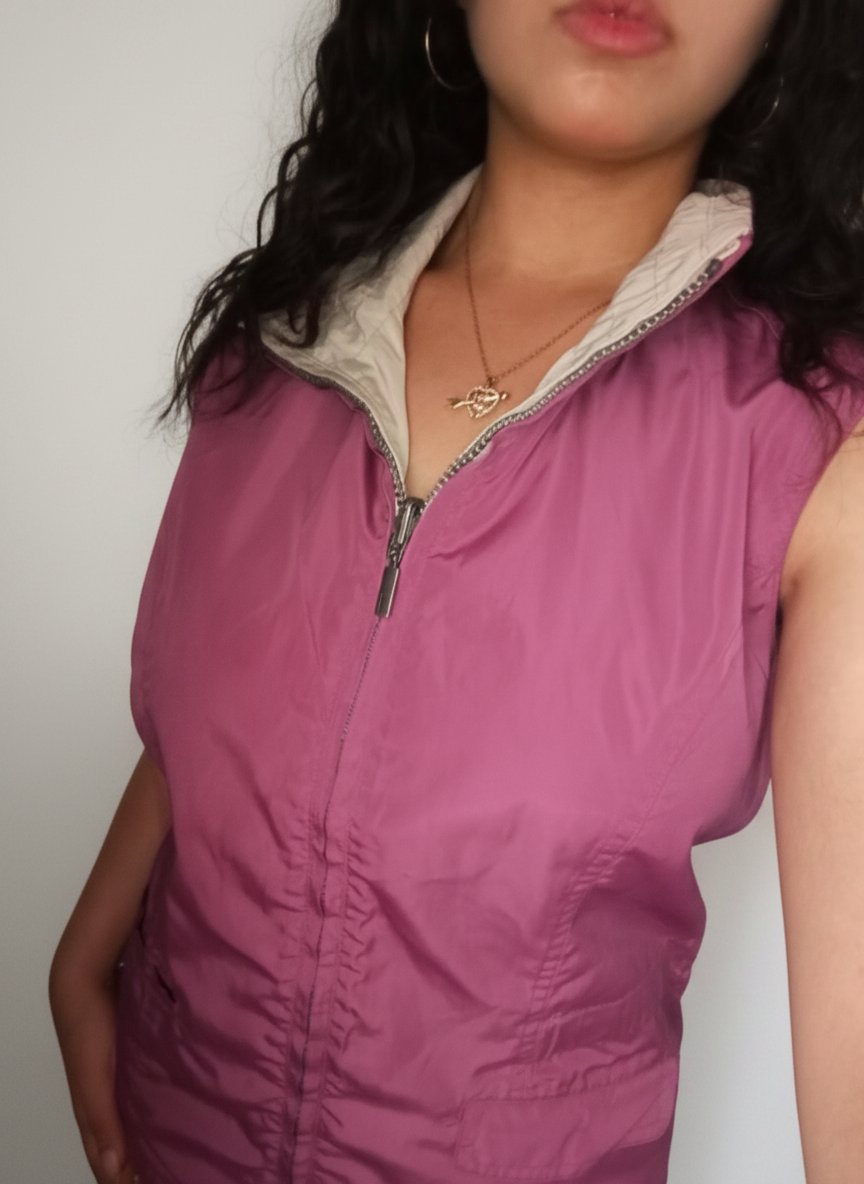 Gilet sans manches fuchsia col montant