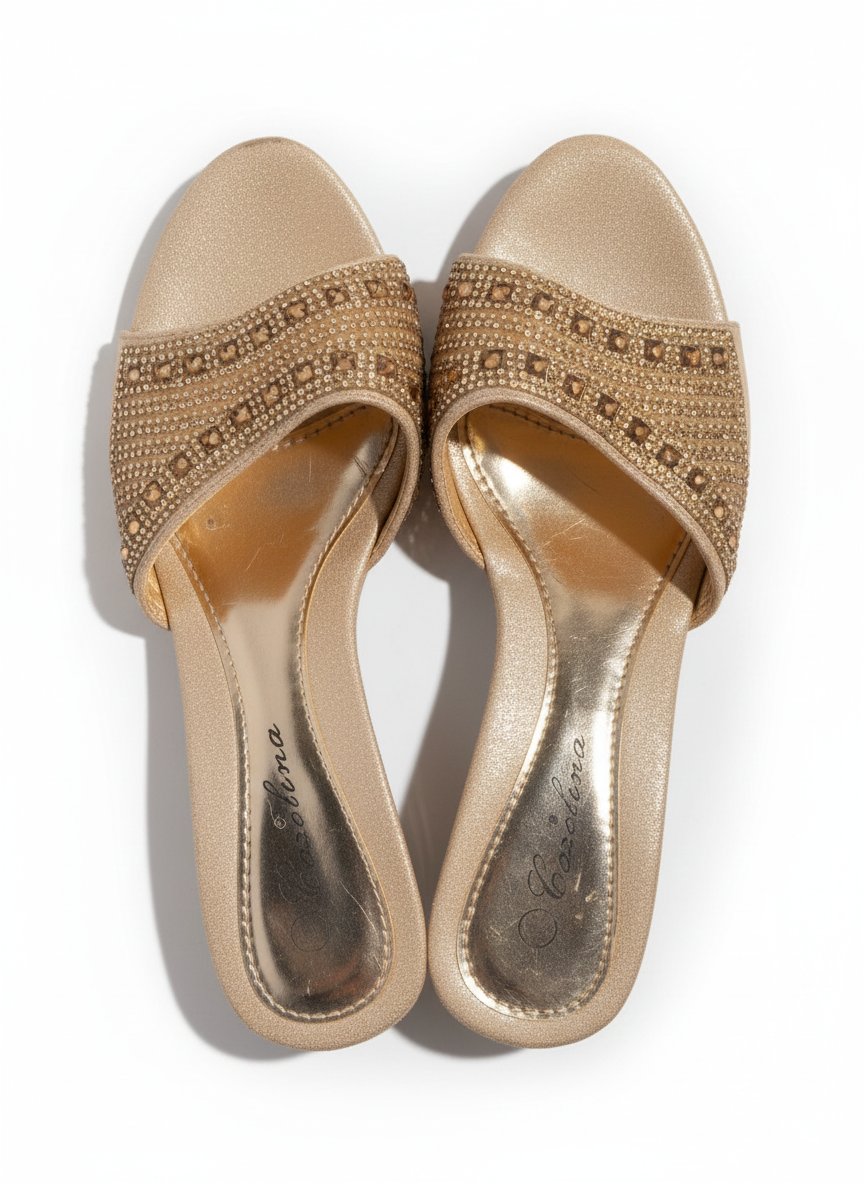Mules à talent dorées pour les fêtes 
