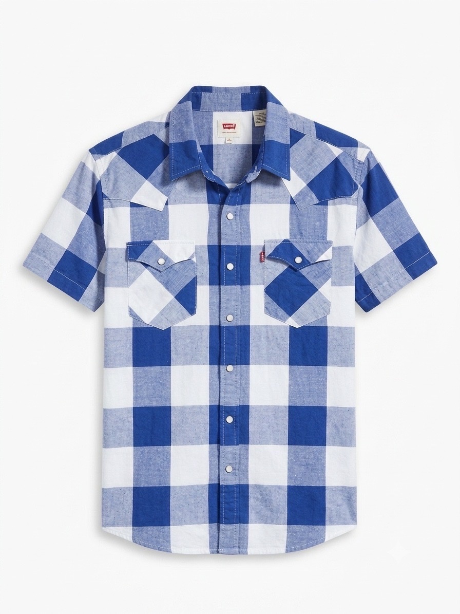 Chemise Levi's Originale Homme Manches Courtes (Taille M - Carreaux Bleu/Blanc)