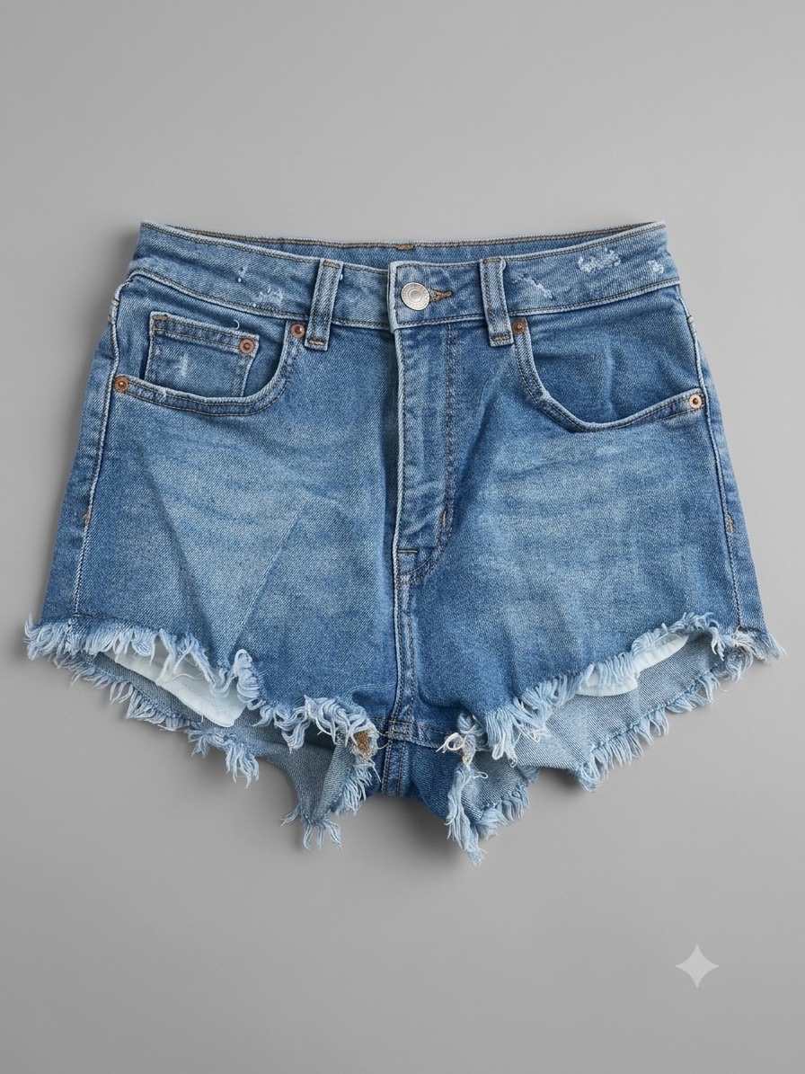 Micro-Short en Jean Femme H&M Divided - Bords Effilés (Taille 38)