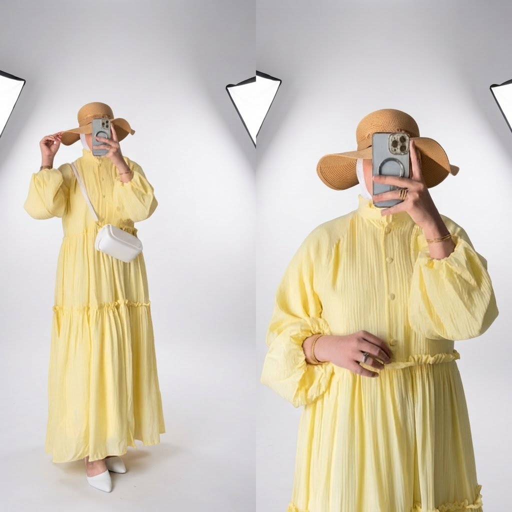Robe longue élégante couleur jaune Portée quelques fois très bon état propre et sans défaut Convient pour sorties et occasions
