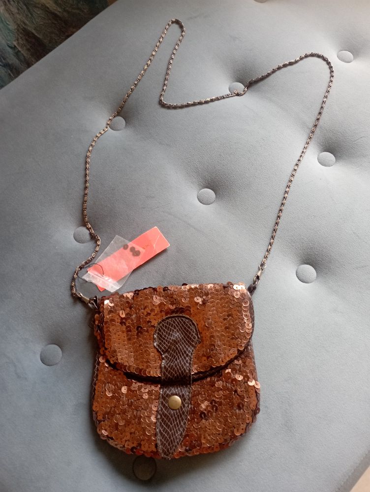 Bandoulière sequins brown