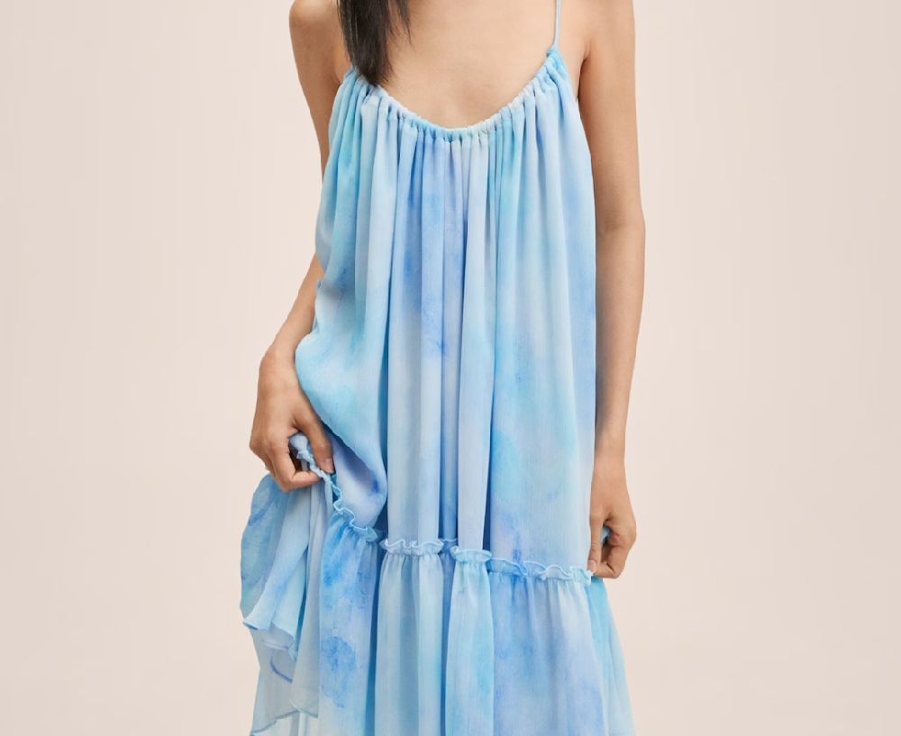 Robe Mango en chiffon – style volanté 