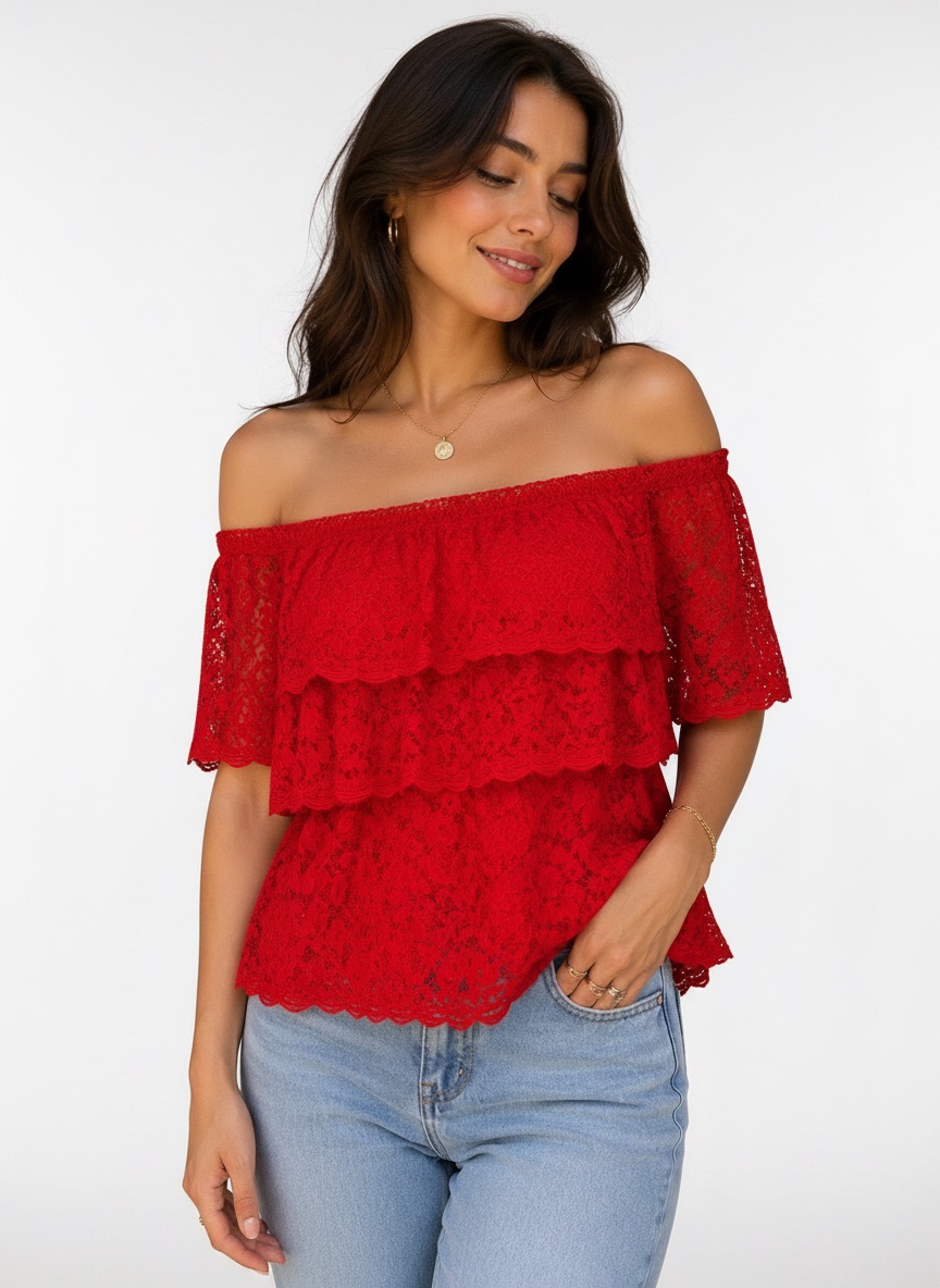 Top rouge en dentelle ❤️