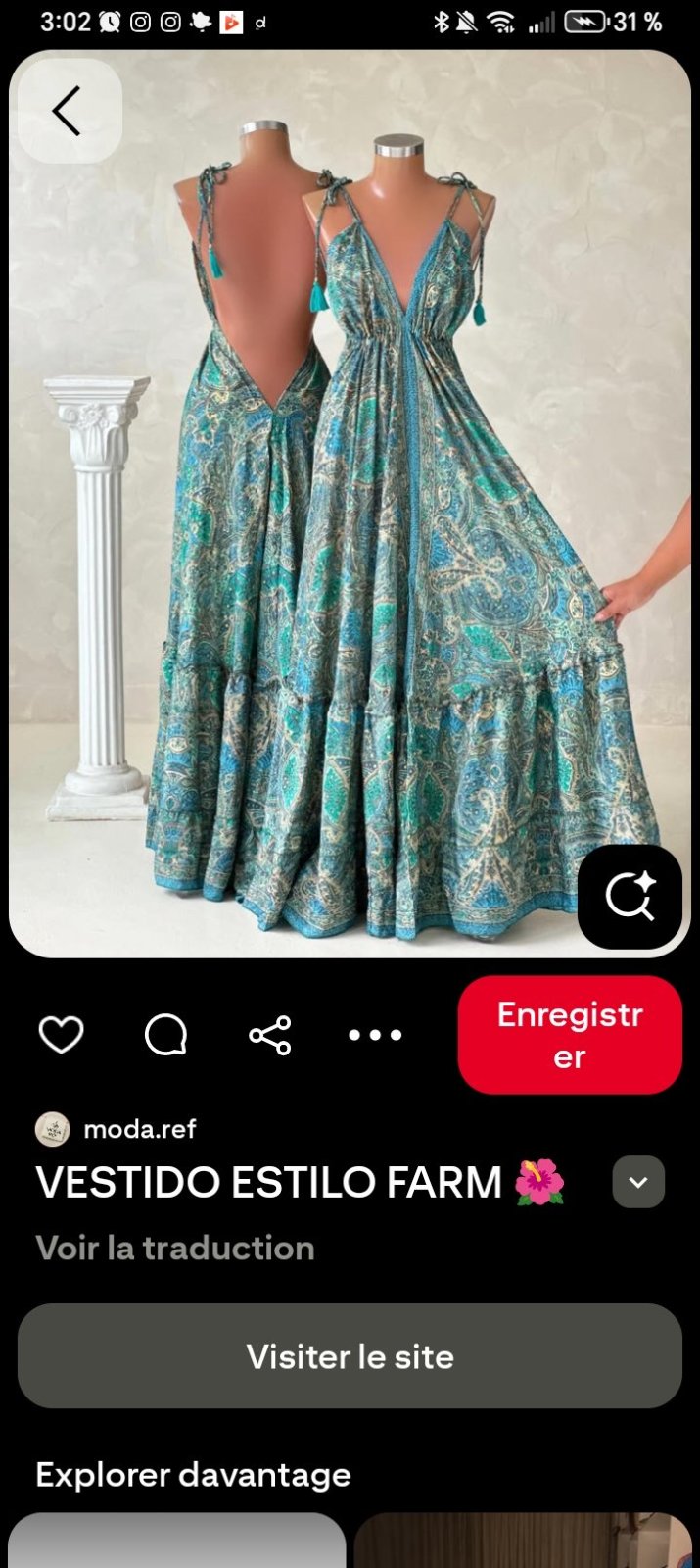 Robe longue bohème fluide à motifs cachemire (Paisley)