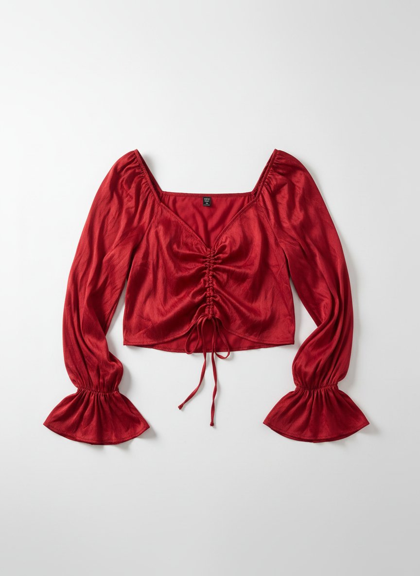 Top avec manche effet satiné